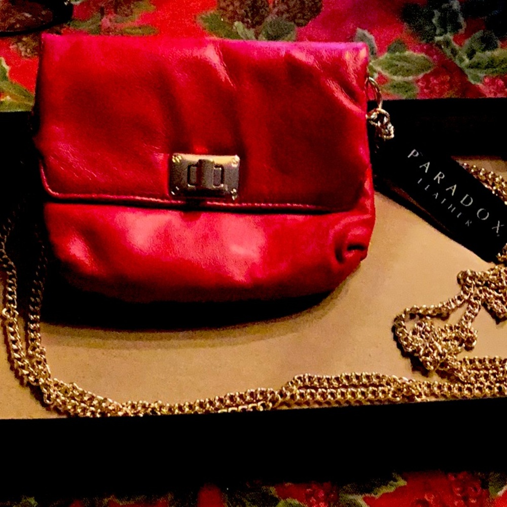 Adorable red little leather evening bag